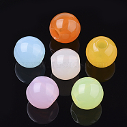 Resin Beads, Imitation Jade, Large Hole Beads, Round, Mixed Color, 23.5x21mm, Hole: 7.5mm(RESI-T036-06-24mm)