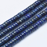 Natural Lapis Lazuli Beads Strands, Dyed, Heishi Beads, Flat Round/Disc, 6x3~3.5mm, Hole: 1mm, about 135pcs/strand, 15.7 inch(40cm)(G-E444-23-6mm)