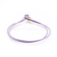 Unisex Korean Waxed Polyester Cord Bracelets, Multi-strand Bracelets, with Brass Beads, Lilac, 7-1/8 inch(18cm)(BJEW-JB04597-05)