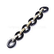 Handmade CCB Plastic Cable Chains, with Acrylic Linking Rings, Golden, Black, Links: 24.2x18.2x4mm and 19x12x4.7mm, 39.37 inch(1m)/strand(AJEW-JB00682-05)