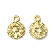 304 Stainless Steel Charms, Daisy Charms, Real 14K Gold Plated, 13x9.5x1.3mm, Hole: 1.6mm(STAS-L269-056G)