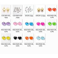 DIY Pendants Sets, with Resin Heart Pendants and Alloy Heart Charms, CCB Plastic Star Charms, Mixed Color, 11.5~16.5x9~17x3~9.5mm, hole: 1.5~2mm, 124pcs/set(DIY-SZ0001-13)