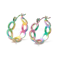 304 Stainless Steel Oval Link Chunky Hoop Earrings for Women, Rainbow Color, 21.5x20.5x7mm, Pin: 0.7mm(EJEW-P197-06MC)