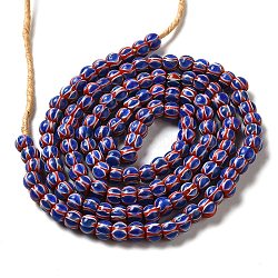 Handmade Nepalese Lampwork Beads, Drum with Eye Pattern, Royal Blue, 6~7x3.5mm, Hole: 1.8~2mm, about 129~134pcs/strand, 25.51~25.98''(64.8~66cm)(LAMP-B023-02C)