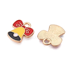 Christmas Theme Alloy Enamel Pendants, Cadmium Free & Lead Free, Light Gold, Christmas Bell, 13x12x1.5mm, Hole: 1.6mm(ENAM-T020-10V)