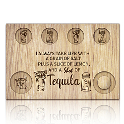 Wood Shot Glasses Tray, Wine Cup Holder, Rectangle, Bottle, 200x300x12.5mm(AJEW-WH0422-003)