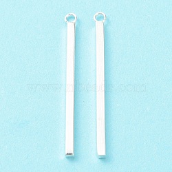 304 Stainless Steel Pendants, Bar Charm, Silver, 37.5x2x2mm, Hole: 1.8mm(STAS-P327-09E-S)