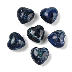 Dyed Natural Imperial Jasper Heart Palm Stone, Healing Pocket Tone for Reiki Energy Balancing Meditation Gift, Marine Blue, 19.5~20.5x20~20.5x13~14mm(G-Q021-03A)