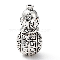 Tibetan Style Alloy 3 Hole Guru Beads, T-Drilled Beads, Gourd, Antique Silver, 27x13x13.5mm, Hole: 2mm(TIBEB-M030-08AS)