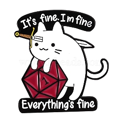 I'm Fine Cat Sword Enamel Pins, Alloy Brooch, White, 30x27mm(PW-WG13980-01)