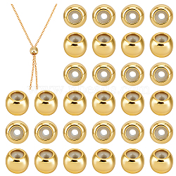 60Pcs Brass Beads, Rubber inside, Slider Beads, Long-lasting Plated, Rondelle, Real 18K Gold Plated, 7x5mm, Hole: 2mm(KK-PH0012-58G-01)