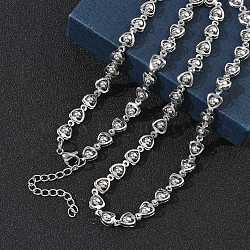 304 Stainless Steel Heart Link Chain Necklaces, Tarnish Free, Stainless Steel Color, 20.08 inch(51cm)(SA-CBA2696-01P)