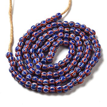 Handmade Nepalese Lampwork Beads, Drum with Eye Pattern, Royal Blue, 6~7x3.5mm, Hole: 1.8~2mm, about 129~134pcs/strand, 25.51~25.98''(64.8~66cm)
