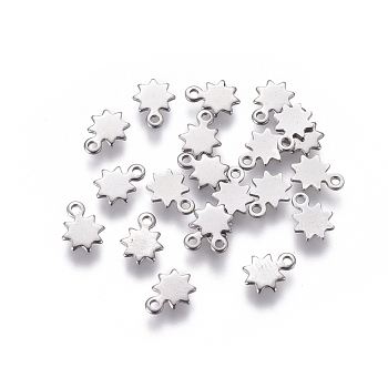 304 Stainless Steel Charms, Chain Extender Teardrop, Flower, Stainless Steel Color, 6.5x5x0.5mm, Hole: 0.8mm