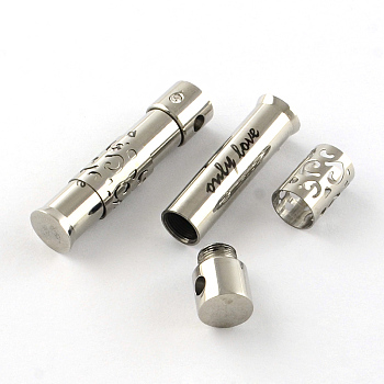 Smooth Surface 201 Stainless Steel Pendants, with Word Only Love, Silver, 28x7mm, Hole: 3mm