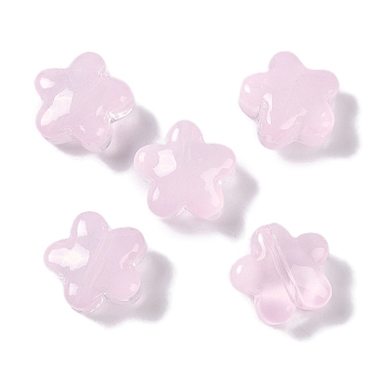 Baking Paint Glass Beads, Star, Pearl Pink, 11.5x12x6.5mm, Hole: 1.2mm