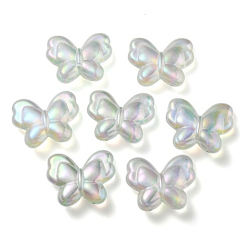 UV Plating Luminous Transparent Acrylic Beads, Glow in The Dark, Butterfly, Medium Aquamarine, 25x30x8.5mm, Hole: 2mm