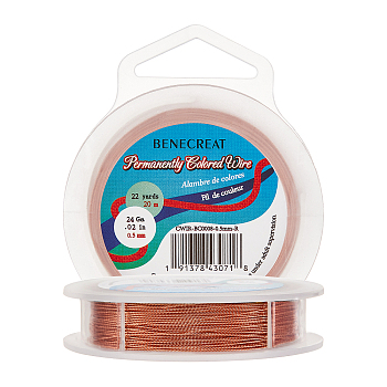 BENECREAT 3 Strands Copper Craft Wire, Long-Lasting Plated, Twisted Round, Red Copper, 24 Gauge, 0.5mm, about 20m/roll