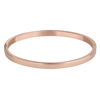 304 Stainless Steel Bangles, Rose Gold, 50x59mm, 4mm