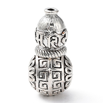 Tibetan Style Alloy 3 Hole Guru Beads, T-Drilled Beads, Gourd, Antique Silver, 27x13x13.5mm, Hole: 2mm