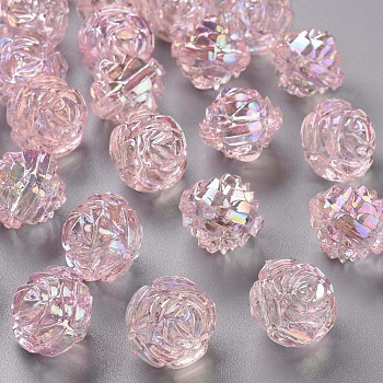 Transparent Acrylic Beads, AB Color, Flower, Pink, 18x16.5mm, Hole: 2.5mm, about 228pcs/500g