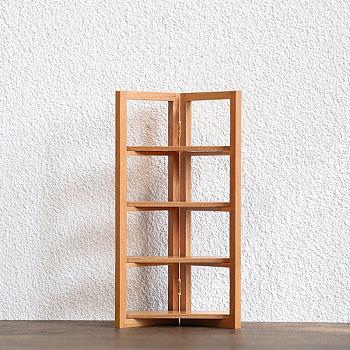 Wood Mini Bookshelf, Micro Landscape Dollhouse Accessories, Pretending Prop Decorations, Sandy Brown, 98x150mm