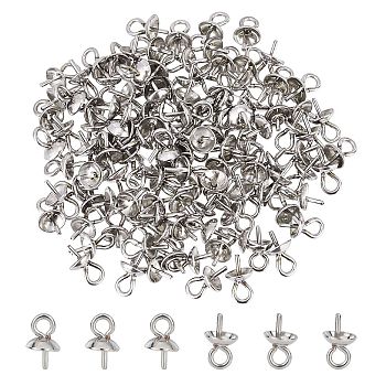 DICOSMETIC 120Pcs 304 Stainless Steel Cup Pearl Peg Bails Pin Pendants, For Half Drilled Beads, Stainless Steel Color, 7x4mm, Pin: 0.7mm, Hole: 1.5mm