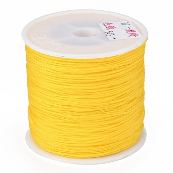 Braided Nylon Thread, Chinese Knotting Cord Beading Cord for Beading Jewelry Making, Gold, 0.8mm, about 100yards/roll