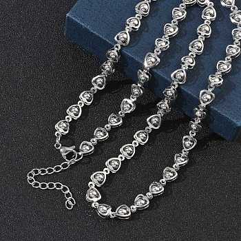 304 Stainless Steel Heart Link Chain Necklaces, Tarnish Free, Stainless Steel Color, 20.08 inch(51cm)