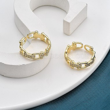 Anillos de dedo con circonita cúbica transparente y micropavé de latón chapado en rack para mujer(RJEW-M028-44G)-5