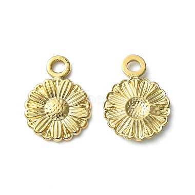 Real 14K Gold Plated Flower 304 Stainless Steel Charms