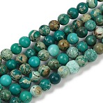 Dyed Natural Regalite/Imperial Jasper/Sea Sediment Jasper Beads Strands, Round Impression Jasper, Dark Cyan, 4mm, Hole: 1.2mm, about 45pcs/strand, 7.68''(19.5cm)(X-G-B124-C04-07)