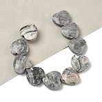 Natural Map Stone Beads Strands, Faceted, Heart, 14.5~15x15~15.5x5.5~6mm, Hole: 1mm, about 10pcs/strand, 5.51~5.71''(14~14.5cm)(G-A309-A17-01)