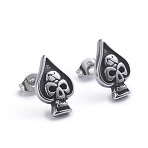 Retro 304 Stainless Steel Stud Earrings, with Ear Nuts, Spades Heart with  Skull, Antique Silver, 14.8x9.7mm, Pin: 0.7mm(X-EJEW-L248-009AS)