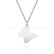 Stainless Steel Pendant Necklaces, with Cable Chains, Stainless Steel Color, Butterfly, 17.72 inch(45cm), Butterfly: 20mm(FZ5872-1)