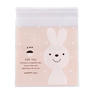 Rectangle OPP Self-Adhesive Cookie Bags, for Baking Packing Bags, Rabbit Pattern, 13x9.9x0.01cm, about 95~100pcs/bag(OPP-I001-A11)