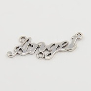 Tibetan Style Message Links, Lead Free, Nickel Free and Cadmium Free, Antique Silver, Angel, 35mm long, 13mm wide, 2mm thick, hole: 1mm(LF11102Y-NF)