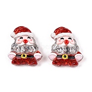 Christmas Theme Transparent Epoxy Resin Decoden Cabochons, with Glitter Powder, Santa Claus, 30x25.5x9mm(CRES-T025-01D)