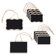 10Pcs 2 Styles Mini Wooden Hanging Chalkboard, Cute Blackboard Craft Decoration, with Jute Twine, Rectangle, Black, 16~20.5cm, 5pcs/style(HJEW-DR0001-05A)