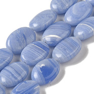 Synthetic Blue Lace Agate Beads Strands, Flat Oval, 16x12x6mm, Hole: 1.1mm, about 25pcs/strand, 15.91''(40.4cm)(G-NH0017-F04-03)