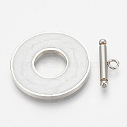 304 Stainless Steel Toggle Clasps, with Enamel, Ring, WhiteSmoke, Ring: 29.5x2mm, Inner Diameter: 12mm, Bar: 21x7x3mm, Hole: 2mm(STAS-T037-05C)