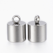 201 Stainless Steel Cord Ends, End Caps, Column, Stainless Steel Color, 14.5x11mm, Hole: 3mm, Inner Diameter: 10mm(STAS-H410-20P-A)