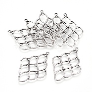 Tibetan Style Alloy Chandelier Components Links, Lead Free & Nickel Free & Cadmium Free, Rhombus, Thailand Sterling Silver Plated, 51x36x2mm, Hole: 2mm(TIBE-19491-TAS-NR)
