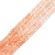 Natural Sunstone Beads Strands, Faceted, Round, 2mm, Hole: 0.6mm, about 154pcs/strand, 15.16''~15.55''(38.5~39.5cm)(G-P457-A01-16)
