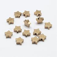 Brass Beads, Nickel Free, Star, Raw(Unplated), 7.5x8x3mm, Hole: 1.5mm(KK-P095-12)