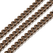 Spray Painted 304 Stainless Steel Curb Chains, with Spool, Unwelded, Coconut Brown, 5x3.5x1.6mm(STAS-B067-05B-03)