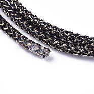 Braided Polyester Cord, with PVC Tube, Black, 5mm, Hole: 1.8mm, 50Yards/Bundle(150 Feet/Bundle)(OCOR-E017-02H)