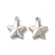 201 Stainless Steel Pendants, Star Charm, Stainless Steel Color, 15x13x3mm, Hole: 1.5mm(STAS-J401-VF636-1)