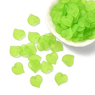 Transparent Frosted Acrylic Leaf Charms, Yellow Green, 16x15x2.5mm, Hole: 1.4mm(FACR-YW0001-06B)