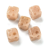 Natural Alashan Agate Beads, Cube Cheese, Beige, 9~10x9~10x9~10mm, Hole: 1.4mm(G-M442-01A)